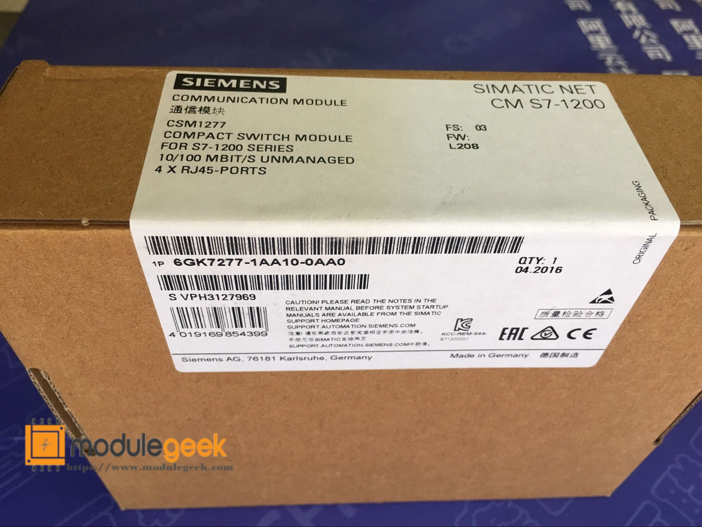 1PCS SIEMENS 6GK7277-1AA10-0AA0 POWER SUPPLY MODULE NEW 100% Best price and quality assurance