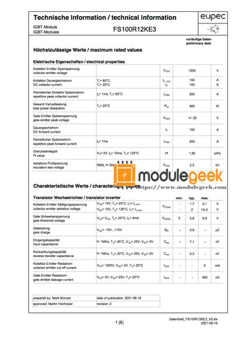 1PCS INFINEON FS100R12KE3 POWER SUPPLY MODULE NEW 100% Best price and quality assurance
