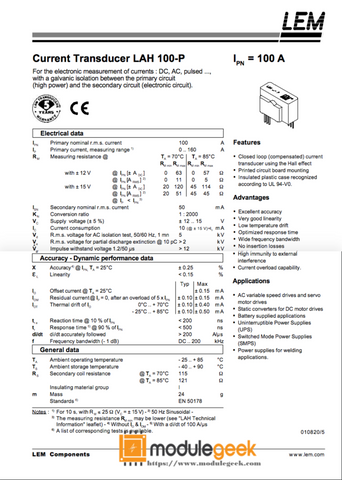 1PCS LEM LAH100-P POWER SUPPLY MODULE NEW 100% Best price and quality assurance