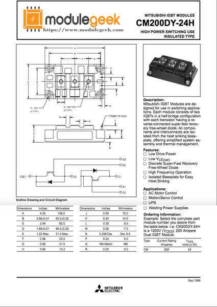 Module D'alimentation CM200DY-24A - Neuf, Pour Projets électroniques, Qualité Assurée