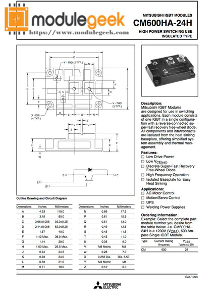1Pcs New In Box Mitsubishi CM600HA-12H IGBT Module