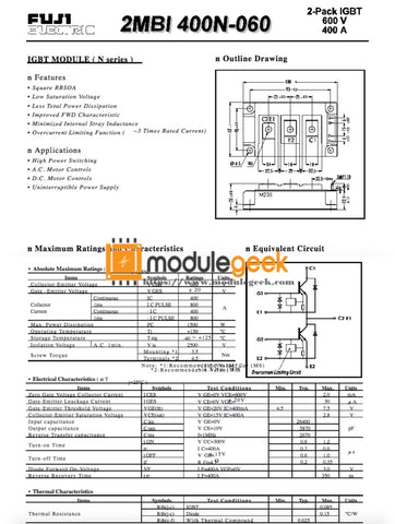 1Pcs Power Supply Module Fuji 2Mbi400N-060 New 100% Best Price And Quality Assurance Module