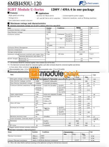 1Pcs Power Supply Module Fuji 6Mbi450U-120-02 New 100% Best Price And Quality Assurance Module