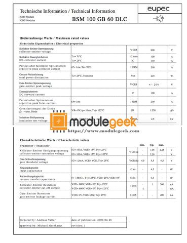 1Pcs Power Supply Module Infineon Bsm100Gb60Dlc New 100% Best Price And Quality Assurance Module