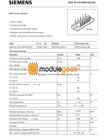 1Pcs Power Supply Module Infineon Bsm50Gd120Dn2E3226 New 100% Best Price And Quality Assurance
