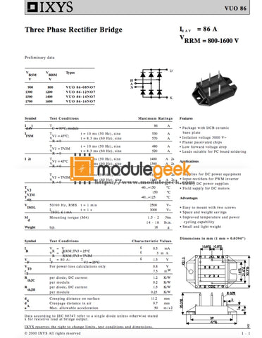 1Pcs Power Supply Module Ixys Vuo86-16N07 New 100% Best Price And Quality Assurance Module