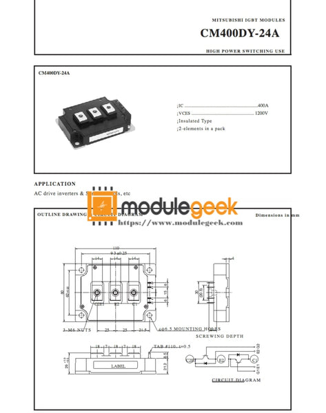 thumbnail image 2 of Mitsubishi CM400DY-24A Power Supply Module – New In Box, Original Packaging 2 of 6