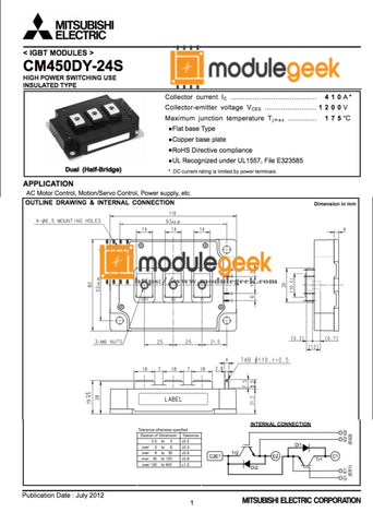 1Pcs Power Supply Module Mitsubishi Cm450Dy-24S New 100% Best Price And Quality Assurance Module