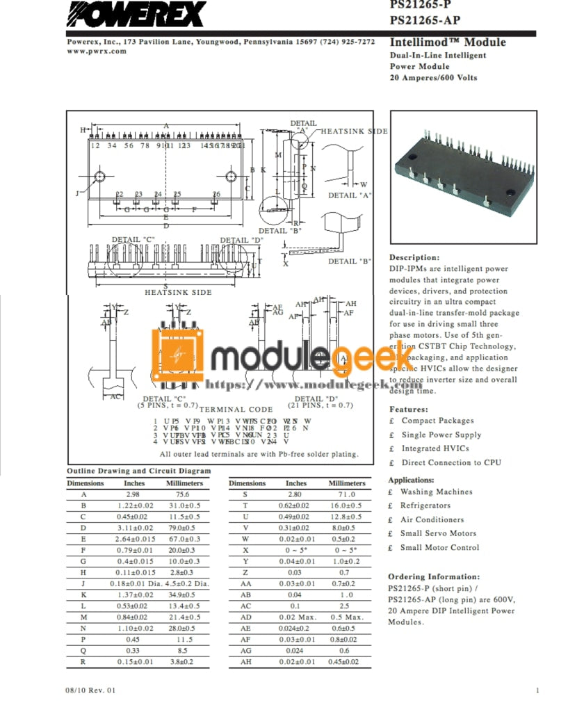 New In stock, Mitsubishi Module PS21265-P - Mitsubishi - Module New In stock, Mitsubishi Module PS21265-P - Mitsubishi - Module