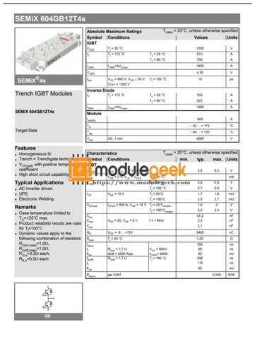 1Pcs Power Supply Module Semikron Semix604Gb12T4S New 100% Best Price And Quality Assurance Module