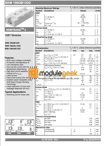 1Pcs Power Supply Module Semikron Skm100Gb123D New 100% Best Price And Quality Assurance Module