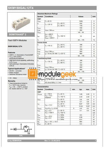 1Pcs Power Supply Module Semikron Skm150Gal12T4 New 100% Best Price And Quality Assurance Module
