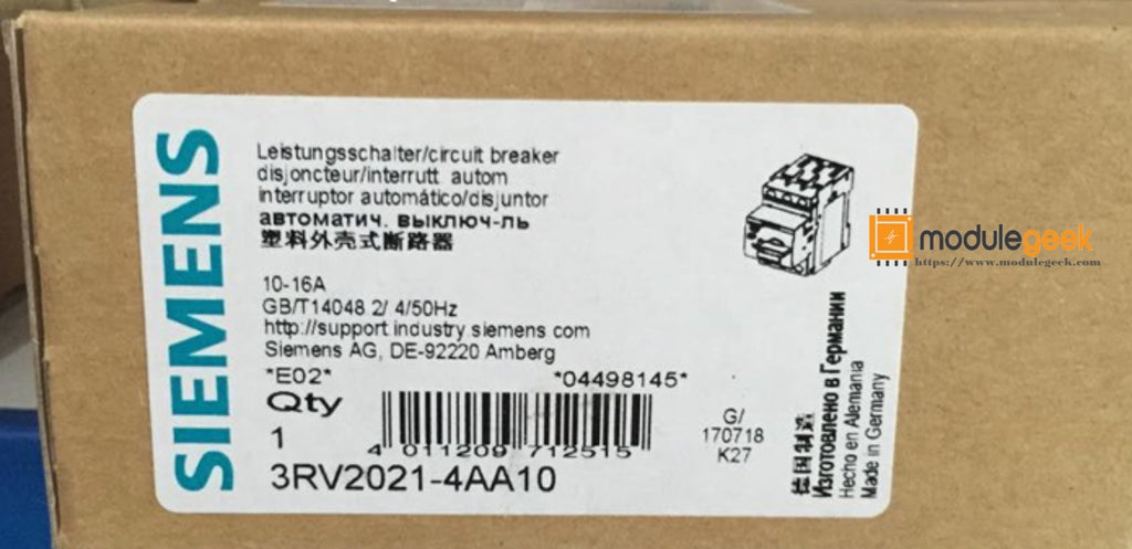 1PCS SIEMENS 3RV2021-4AA10 POWER SUPPLY MODULE NEW 100% Best price and quality assurance