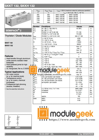 1PCS SEMIKRON SKKH132/16E POWER SUPPLY MODULE NEW 100%  Best price and quality assurance
