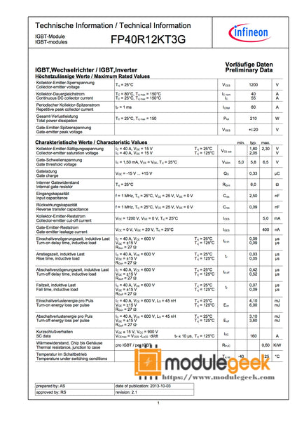 FP40R12KE3G FP40R12KT3G IGBT Module - UK FP40R12KE3G FP40R12KT3G IGBT Module - UK