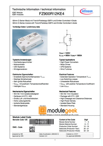 1PCS INFINEON FZ900R12KE4 POWER SUPPLY MODULE NEW 100% Best price and quality assurance