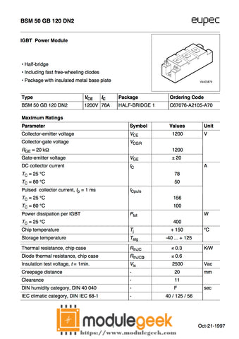 1PCS INFINEON BSM50GB120DN2 POWER SUPPLY MODULE NEW 100% Best price and quality assurance