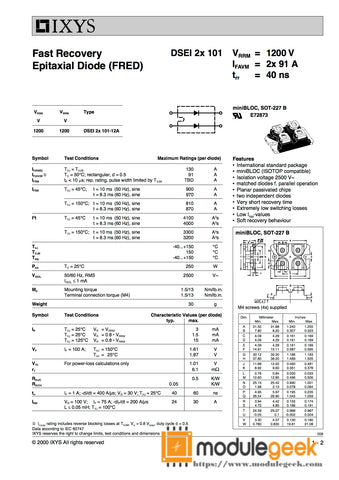 1PCS IXYS DSEI2X101-12A POWER SUPPLY MODULE NEW 100% Best price and quality assurance