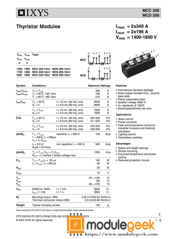 1PCS IXYS MCC200-16IO1 POWER SUPPLY MODULE MCC200-16I01 NEW 100% Best price and quality assurance