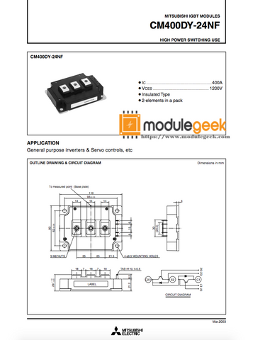 1PCS MITSUBISHI CM400DY-24NF POWER SUPPLY MODULE NEW 100% Best price and quality assurance