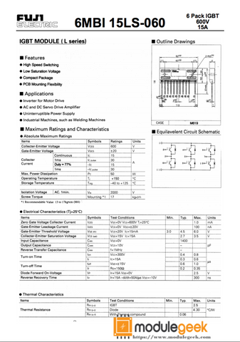1PCS FUJI 6MBI15LS-060 POWER SUPPLY MODULE NEW 100% Best price and quality assurance