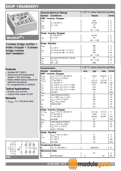 1PZ Nuovo Modulo Raddrizzatore Ponte Trifase Semikron SKIIP13NAB065V1 - Foto 10