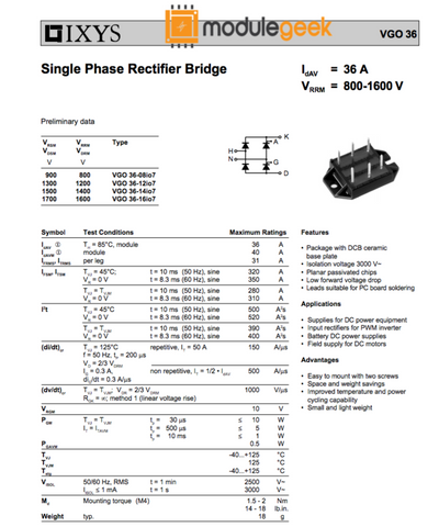 1Pcs Power Supply Module Vgo36-16Io7 Ixys Vgo36-16I07 New 100% Best Price And Quality Assurance