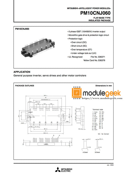 Module D'alimentation MITSUBISHI PM10CNJ060 – Neuf, 100% Qualité Garantie
