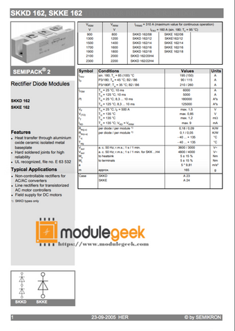 1PCS SEMIKRON SKKD162/16 POWER SUPPLY MODULE NEW 100% Best price and quality assurance