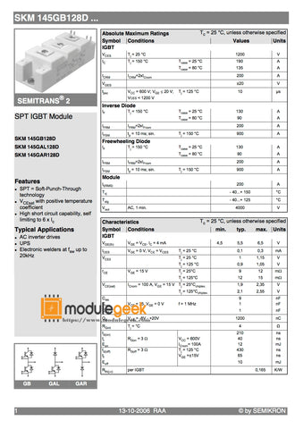1PCS SEMIKRON SKM145GB128D POWER SUPPLY MODULE NEW 100% Best price and quality assurance