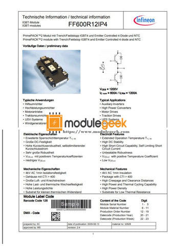 Power Supply Module Infineon Ff600R12Ip4 New 100% Best Price And Quality Assurance Module