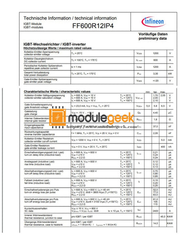Power Supply Module Infineon Ff600R12Ip4 New 100% Best Price And Quality Assurance Module