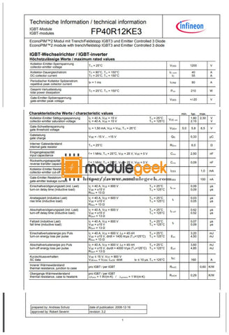 Power Supply Module Infineon Fp40R12Ke3 New 100% Best Price And Quality Assurance Module