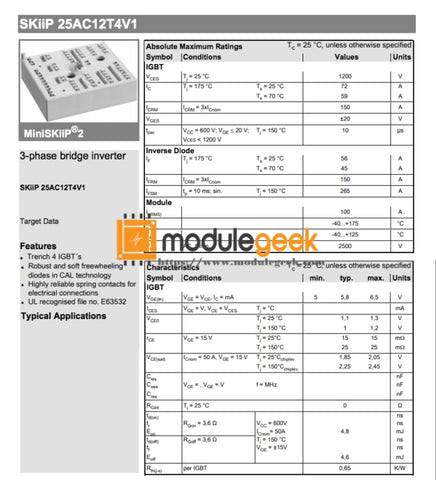 Power Supply Module Semikron Skiip25Ac12T4V1 New 100% Best Price And Quality Assurance Module
